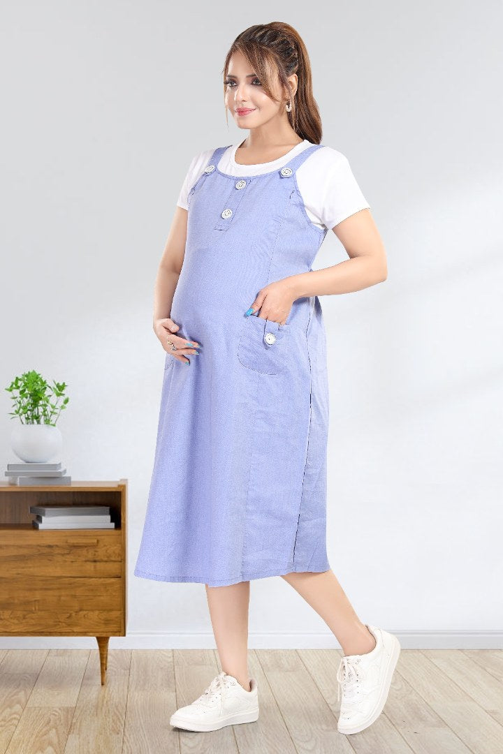 Denim Blue Pinafore Feeding Dress