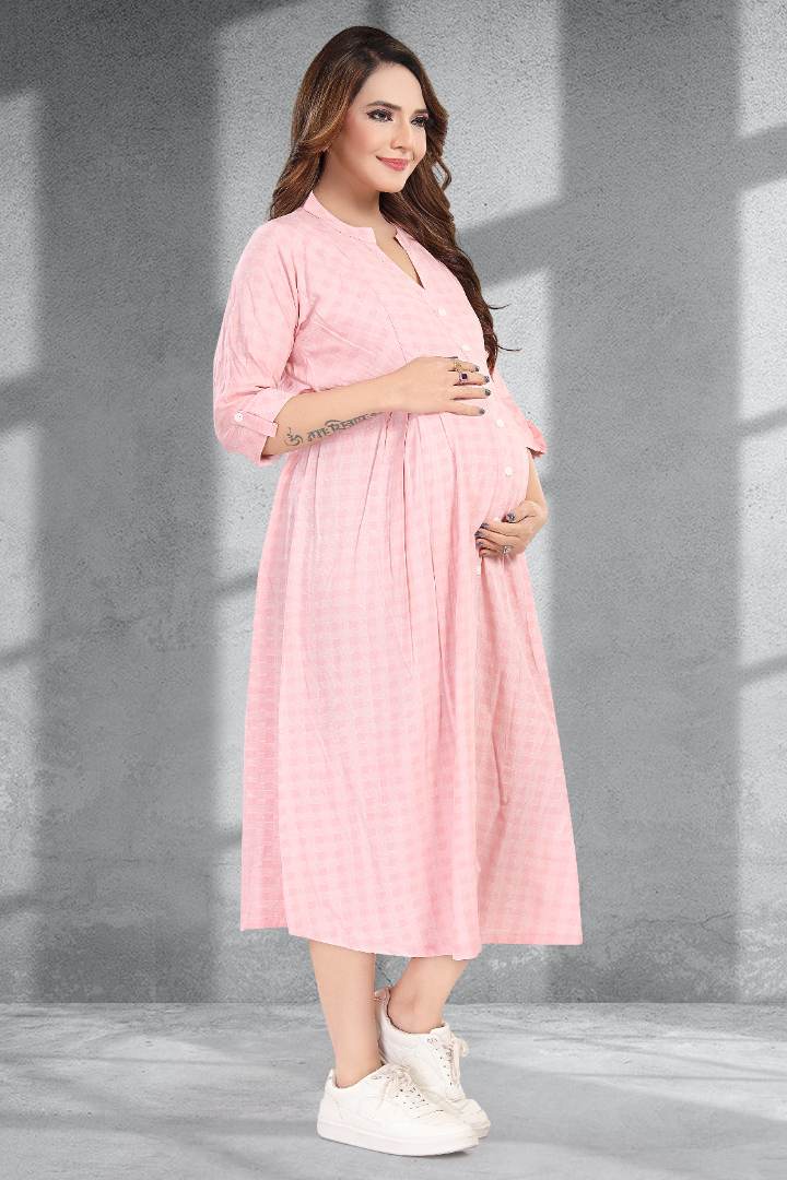 Pastel Pink Chequered Feeding Dress