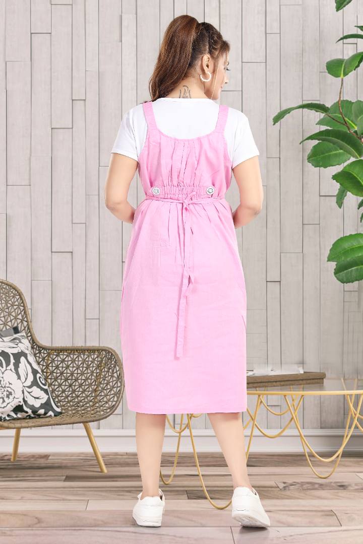 Baby Pink Maternity Pinafore Dress