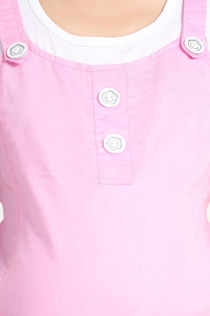 Baby Pink Maternity Pinafore Dress
