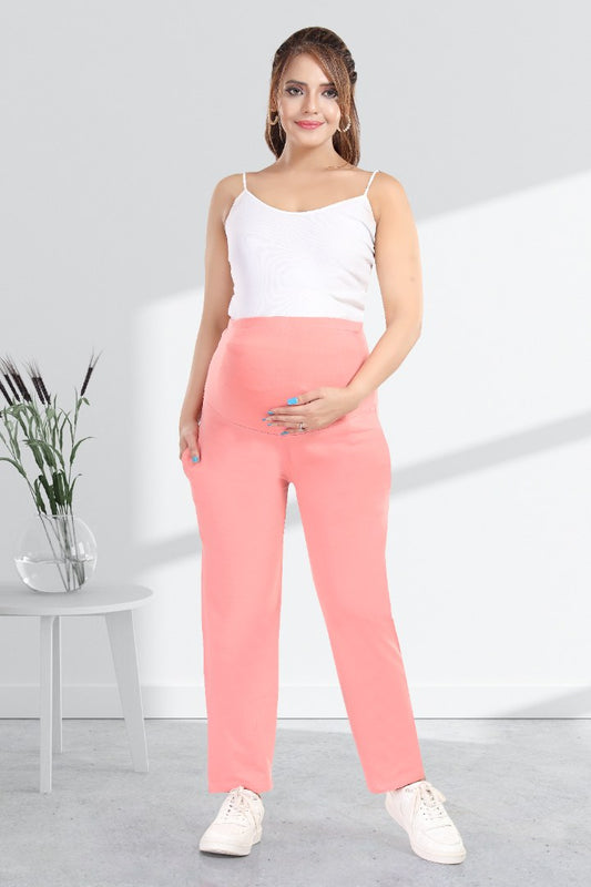 Light Coral Straight Fit Maternity Pant