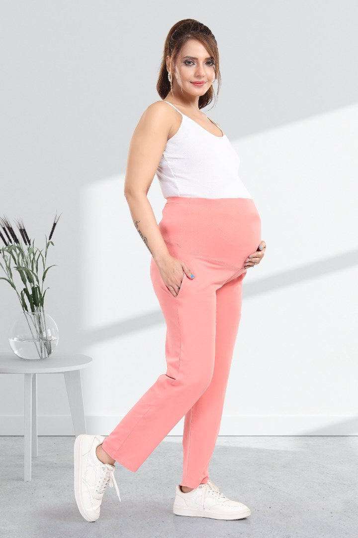 Light Coral Straight Fit Maternity Pant