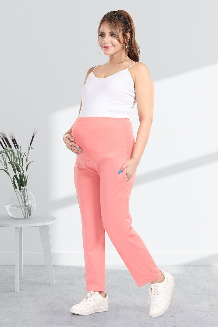 Light Coral Straight Fit Maternity Pant