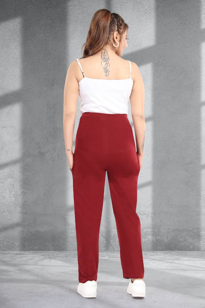 Maroon Straight Fit Maternity Pant