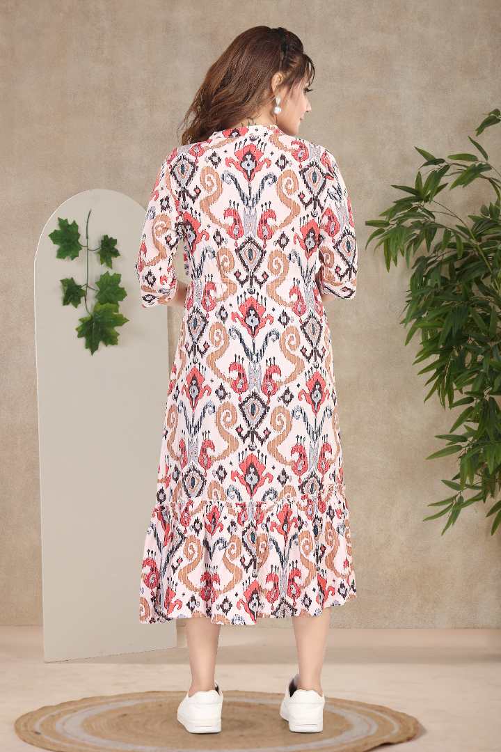 Tinted Cream Linen Maternity Dress