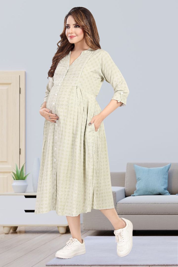Sage Green Chequered Feeding Dress