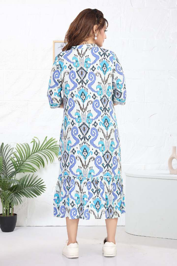 Blue Shaded Linen Maternity Dress