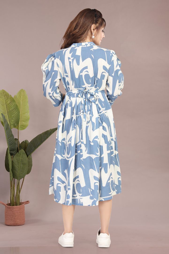 Slate Blue Linen Maternity Dress