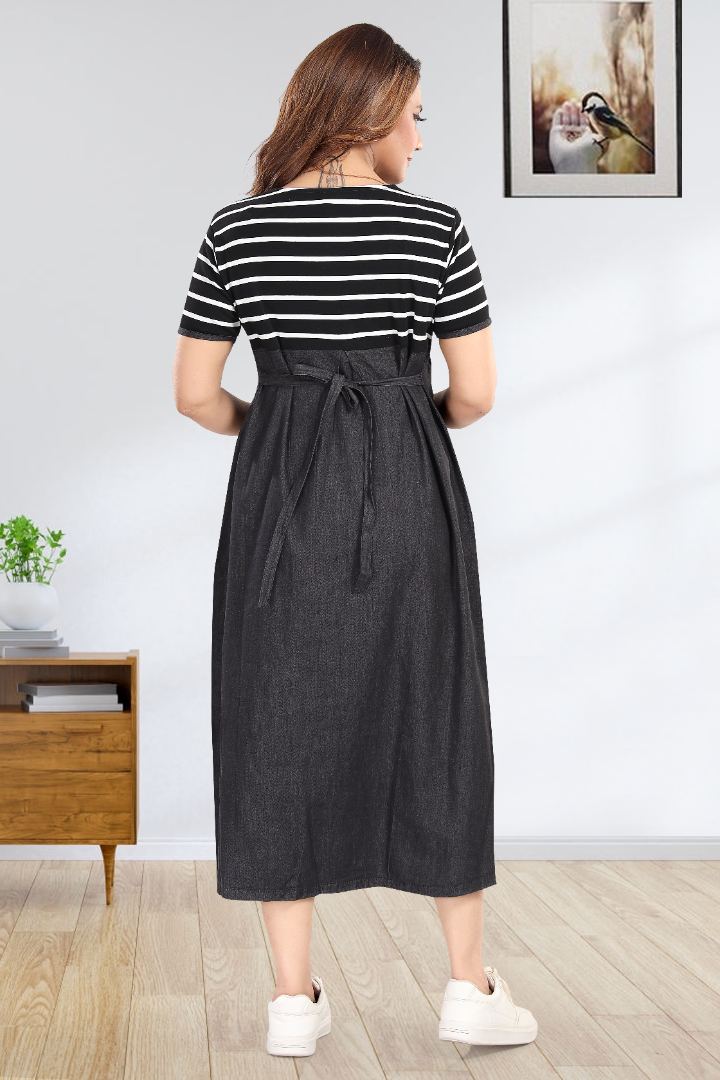 Greyish Black Maxi Feeding Dress