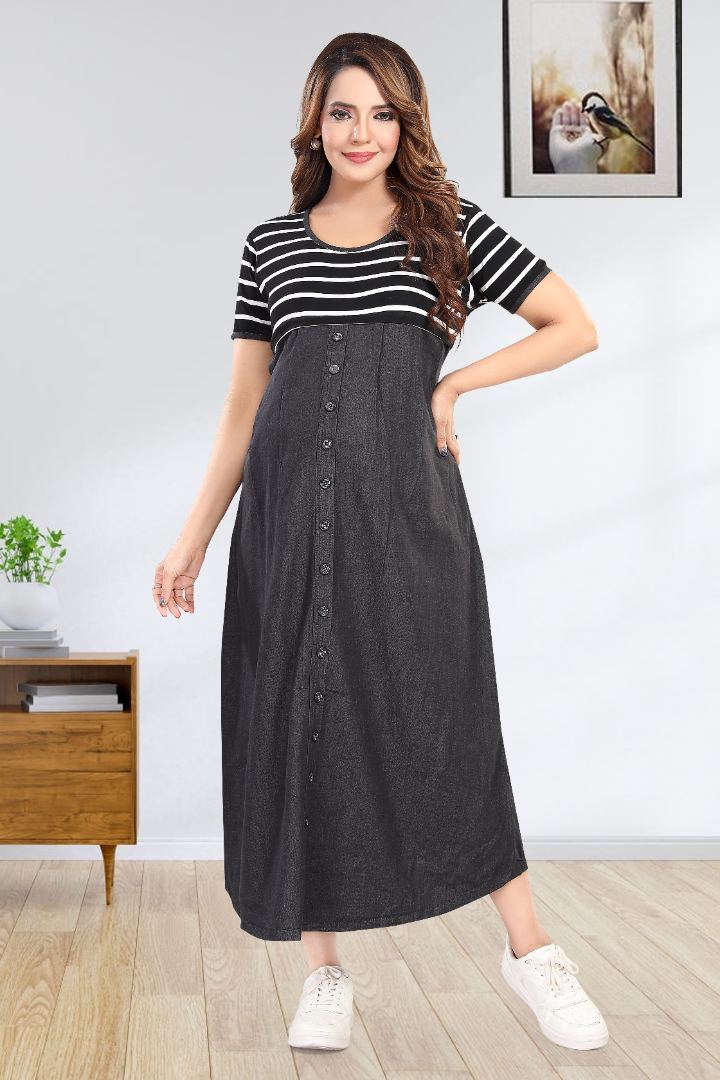 Greyish Black Maxi Feeding Dress