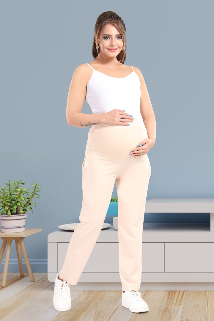 Cream Straight Fit Maternity Pant