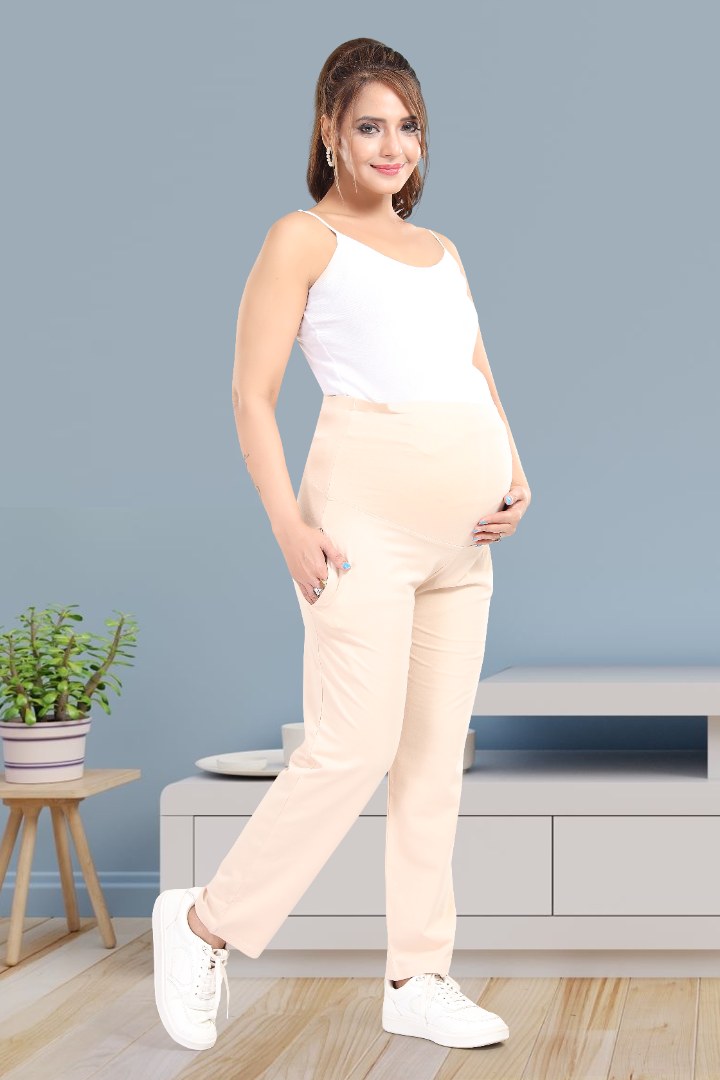 Cream Straight Fit Maternity Pant