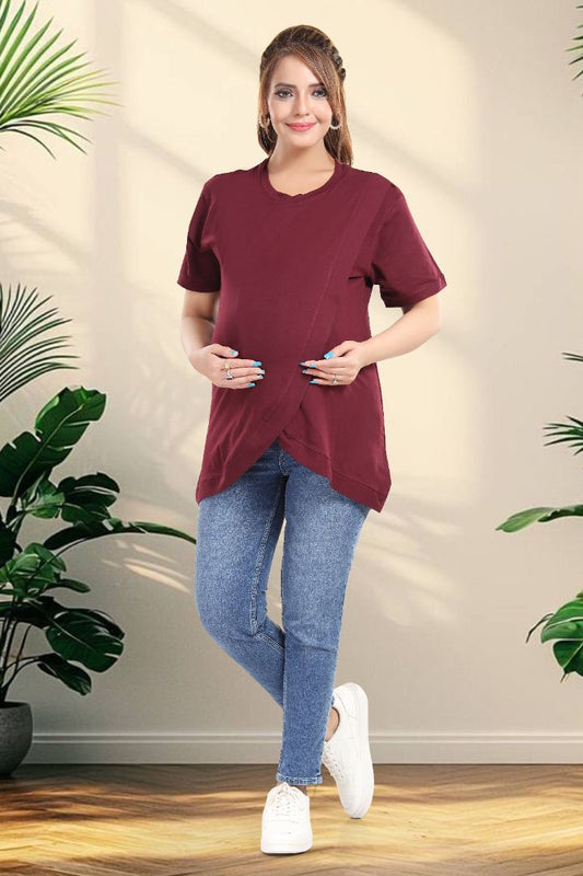 Sangria Red Cross Over Zipless Top