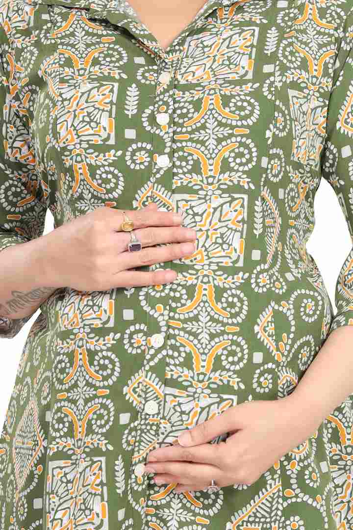 Mehendi Green Maternity Feeding Coord Set