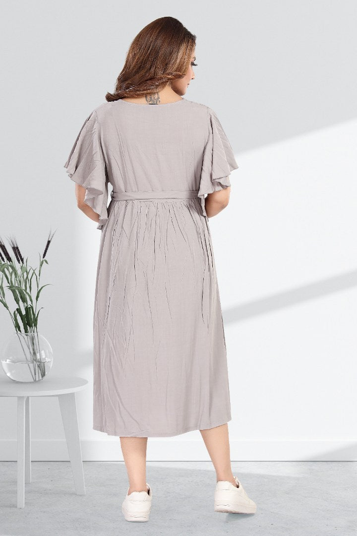 Steel Grey Maternity Feeding Dress