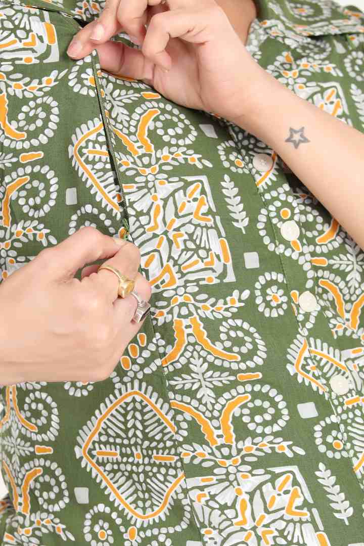 Mehendi Green Maternity Feeding Coord Set