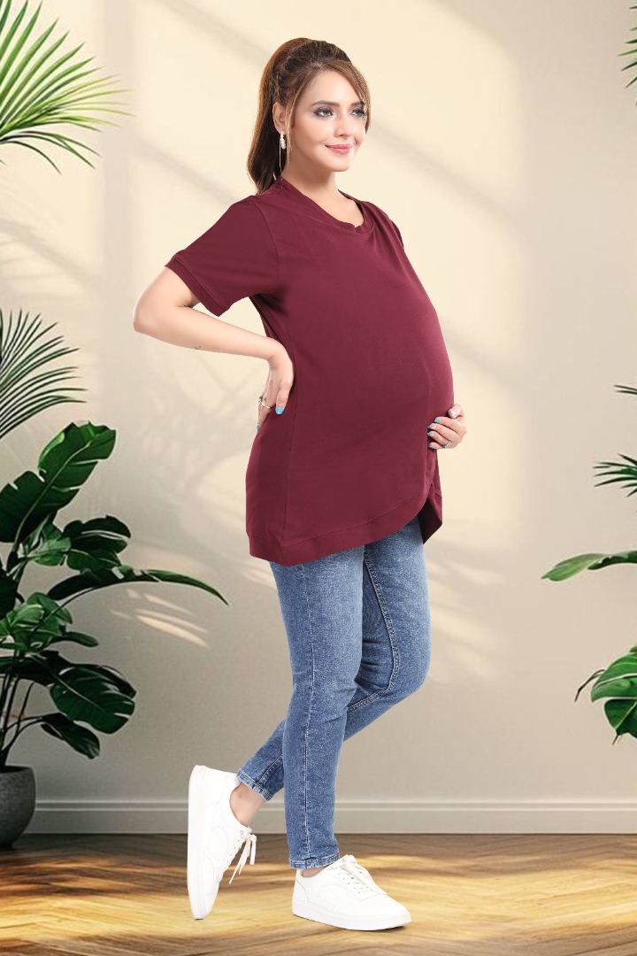 Sangria Red Cross Over Zipless Top