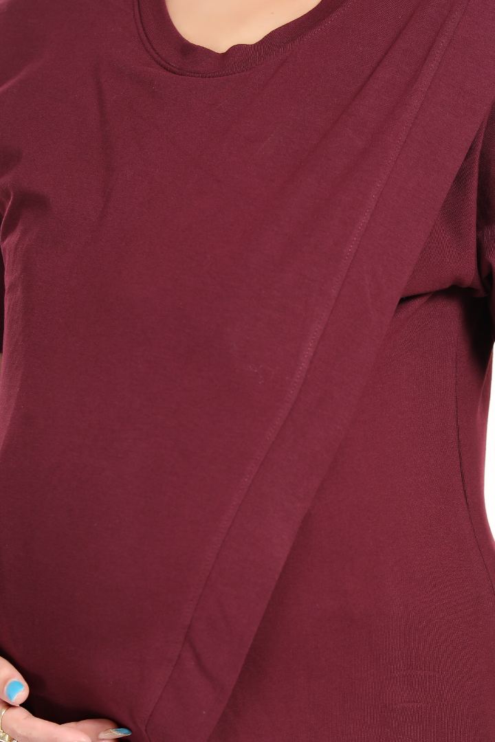 Sangria Red Cross Over Zipless Top
