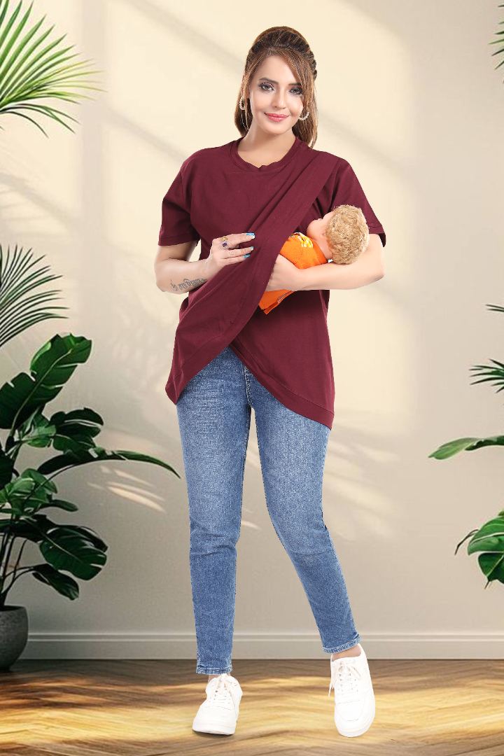 Sangria Red Cross Over Zipless Top