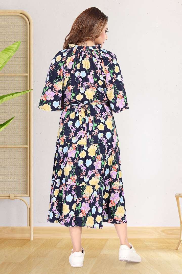 English Blue Flower Garden Feeding Dress