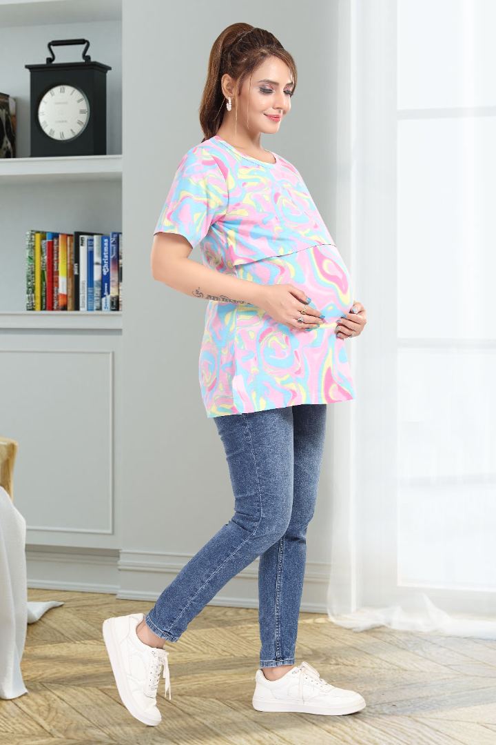 Marble Print Zipless Feeding T shirt