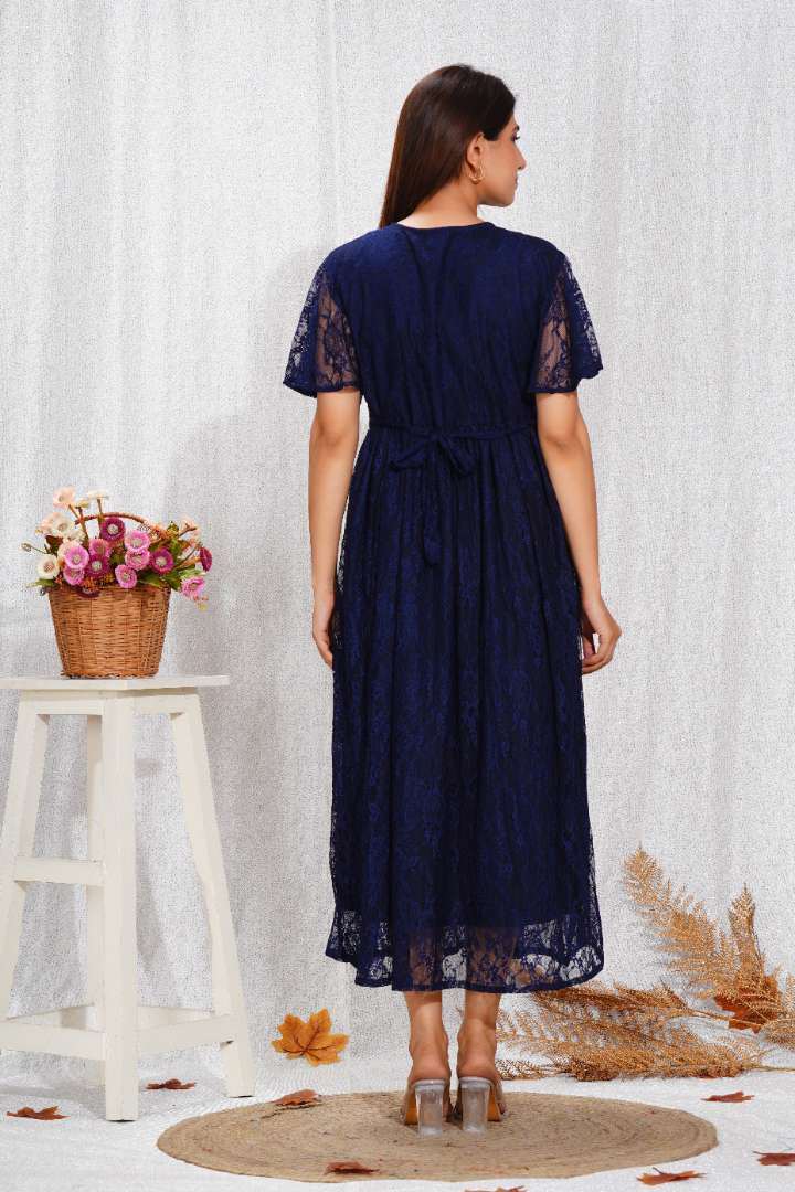 Royal Blue Lace Maternity Dress