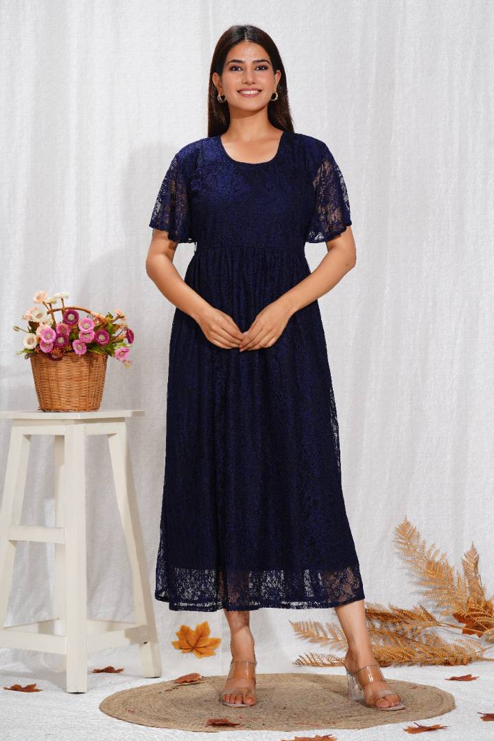 Royal Blue Lace Maternity Dress
