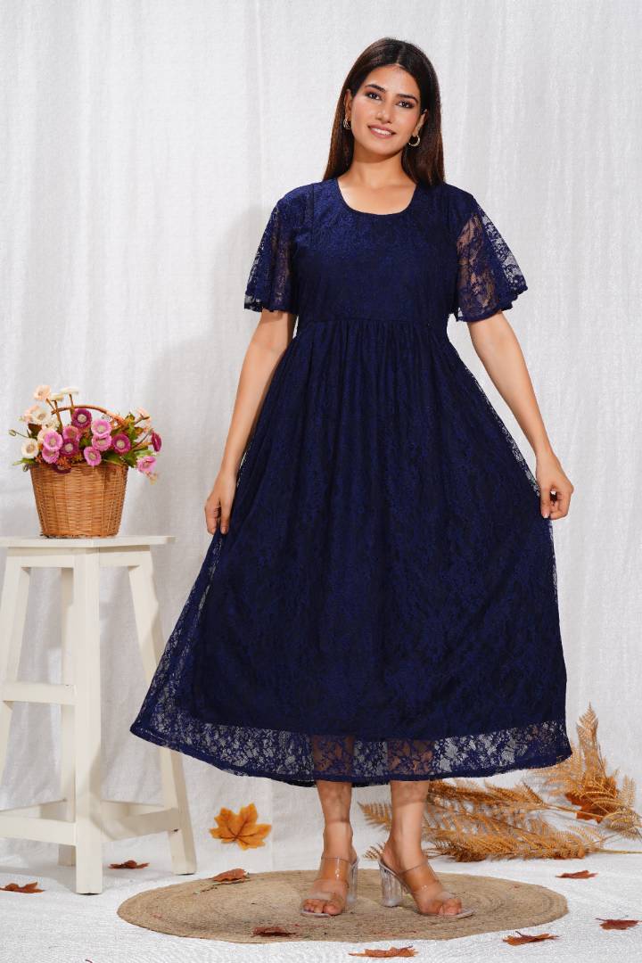 Royal Blue Lace Maternity Dress