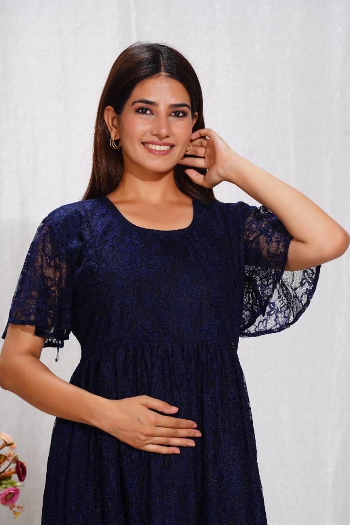 Royal Blue Lace Maternity Dress