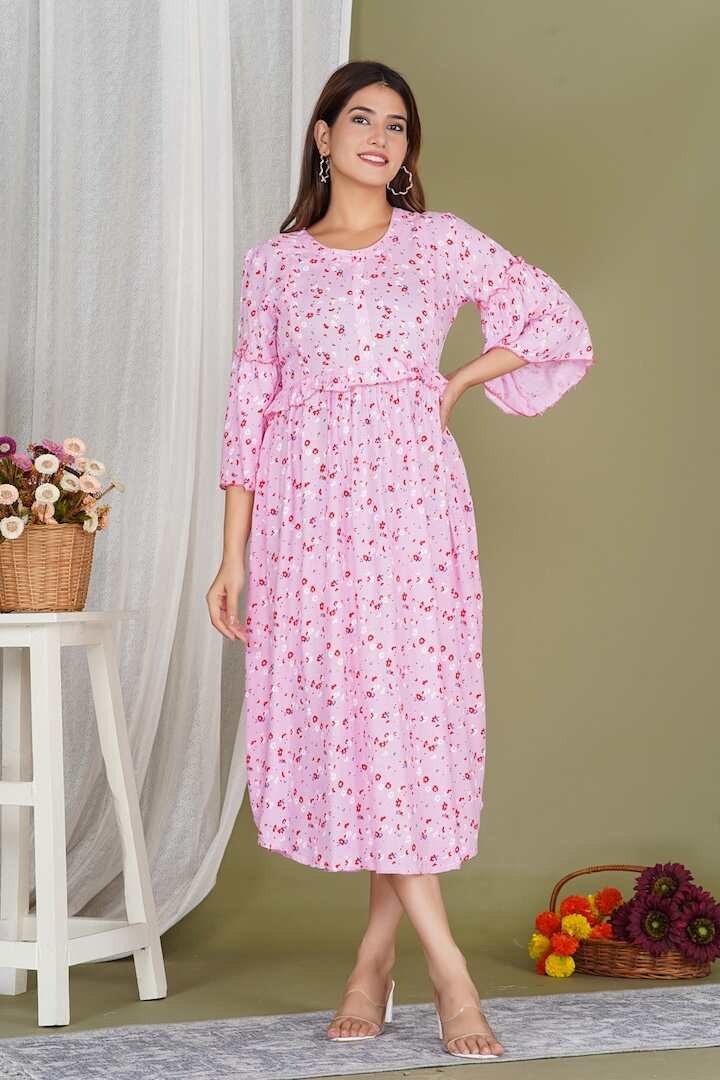 Pink Blossom Floral Feeding Dress