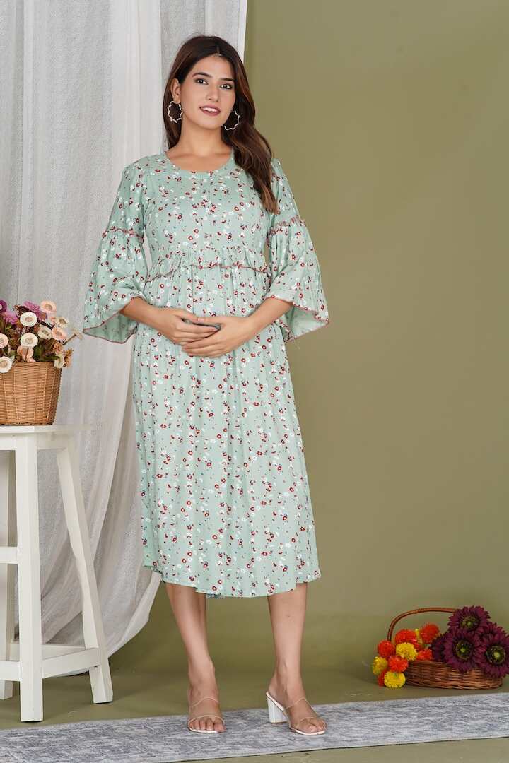 Sage Garden Floral Feeding Dress