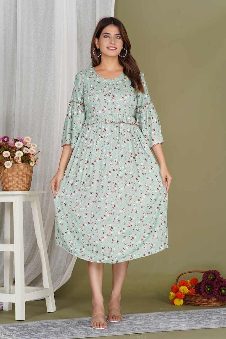 Sage Garden Floral Feeding Dress