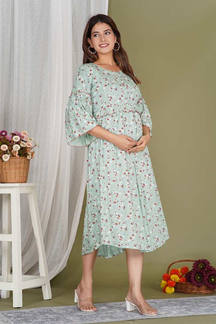 Sage Garden Floral Feeding Dress