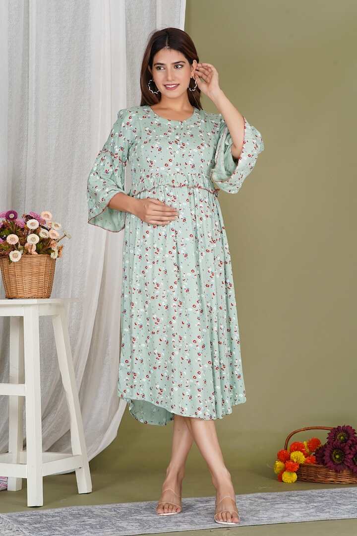 Sage Garden Floral Feeding Dress