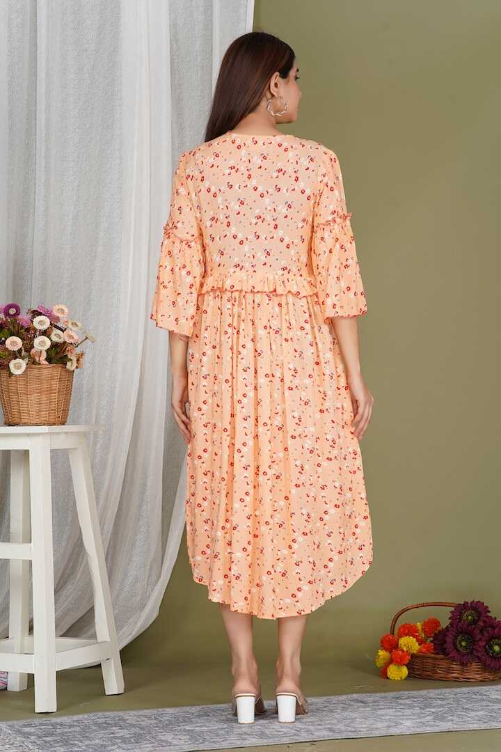 Floral Print Peach Feeding Dress