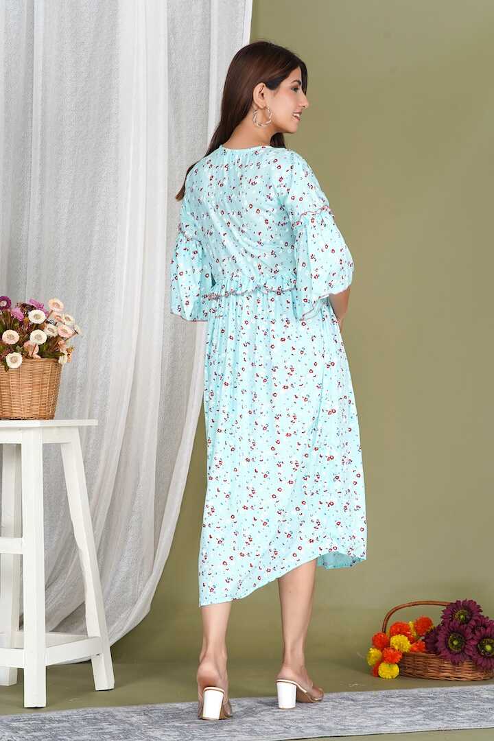 Aqua Blossom Floral Feeding Dress