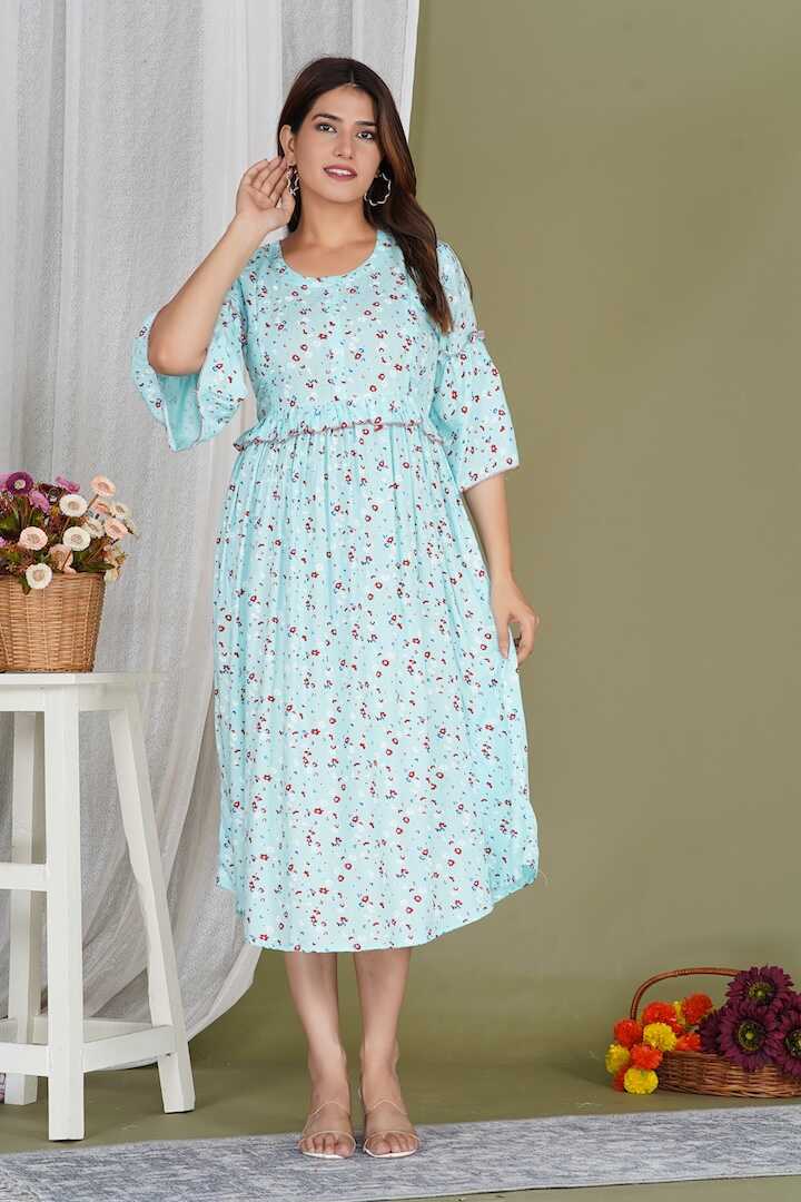 Aqua Blossom Floral Feeding Dress