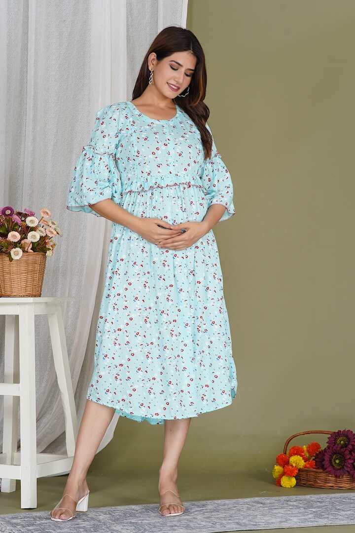 Aqua Blossom Floral Feeding Dress