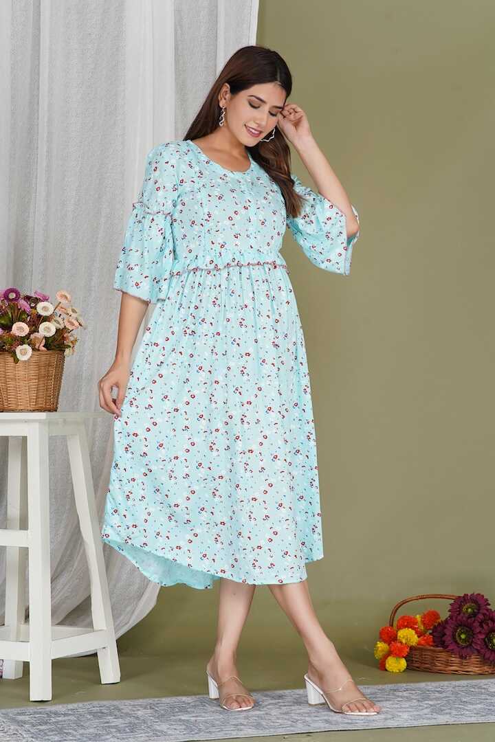 Aqua Blossom Floral Feeding Dress