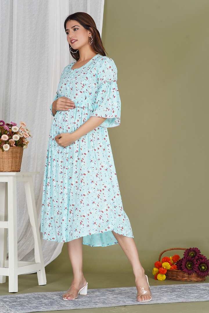 Aqua Blossom Floral Feeding Dress