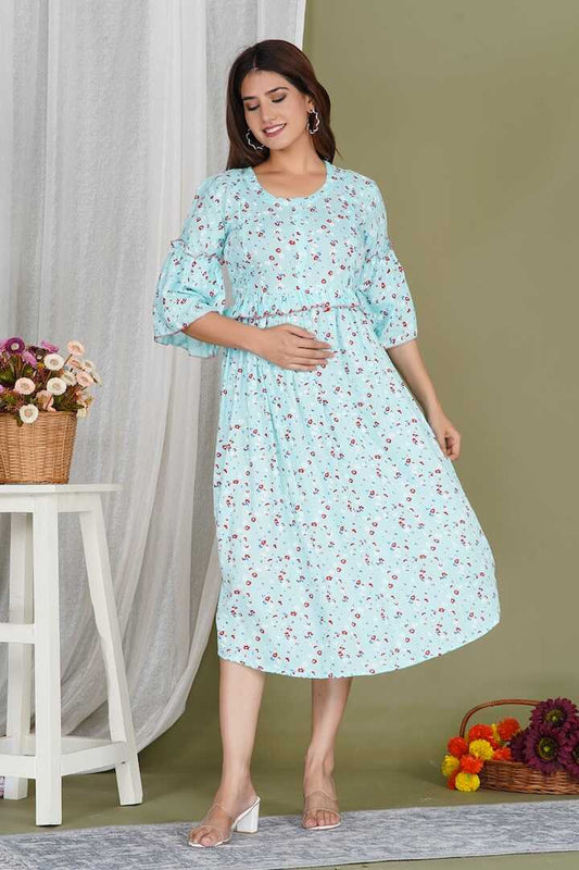 Aqua Blossom Floral Feeding Dress