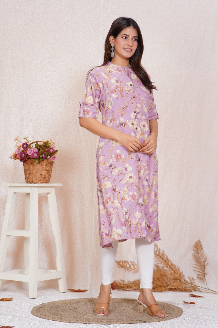 Soft Violet A line Feeding Kurta