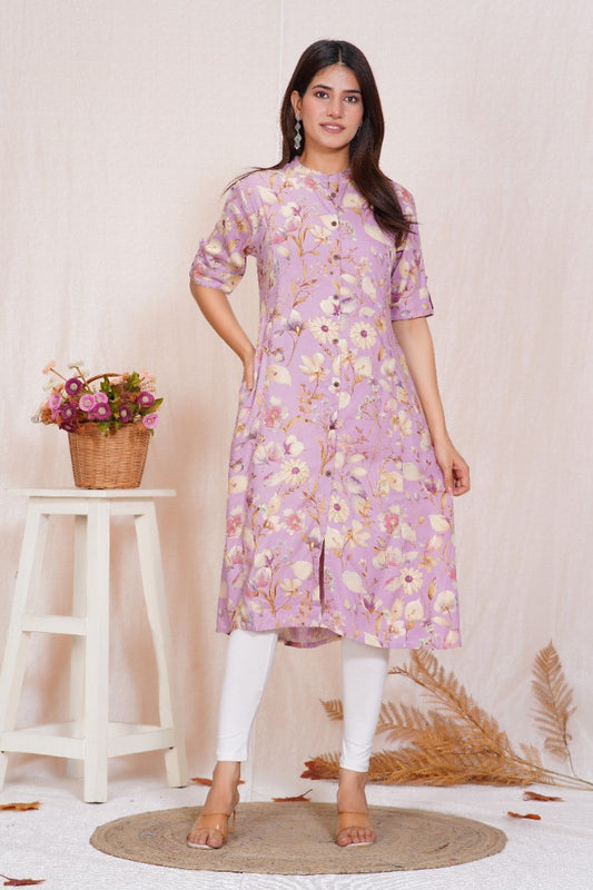 Soft Violet A line Feeding Kurta