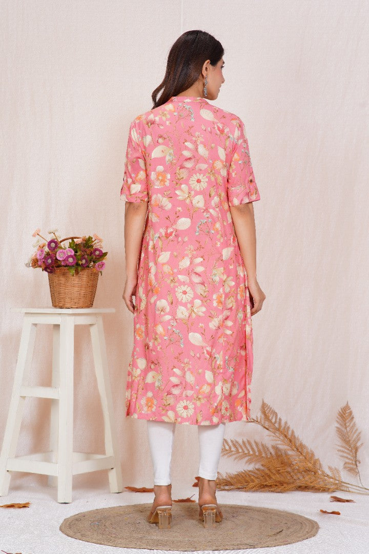 Flamingo Pink A Line Feeding Kurta