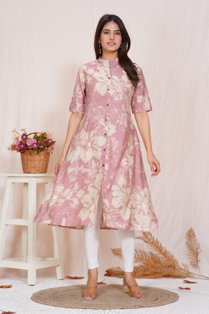 Misty Lilac A Line  Feeding Kurta