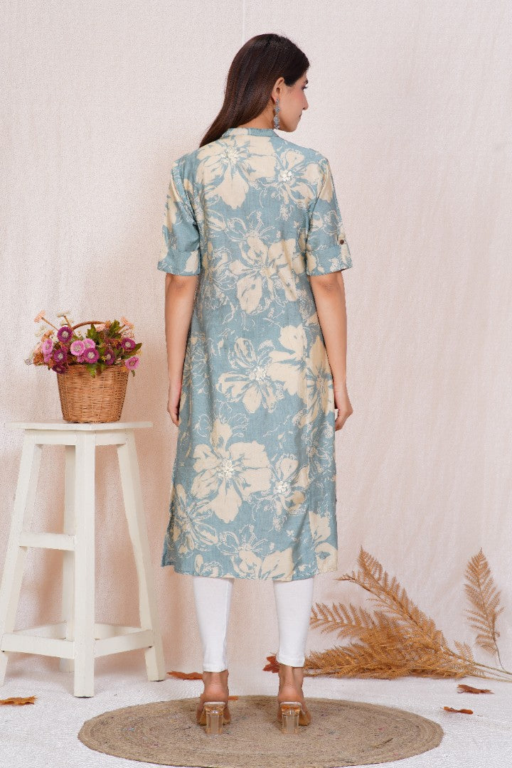 Ice Blue A Line Feeding Kurta