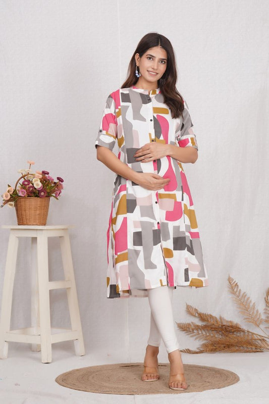 Abstract Quirky Printed Maternity Kurti
