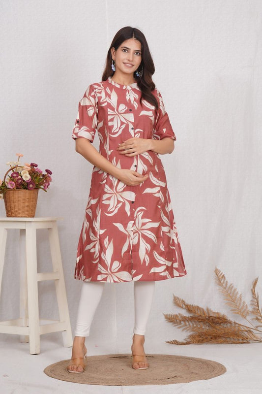 Rust Brown Maternity Kurti