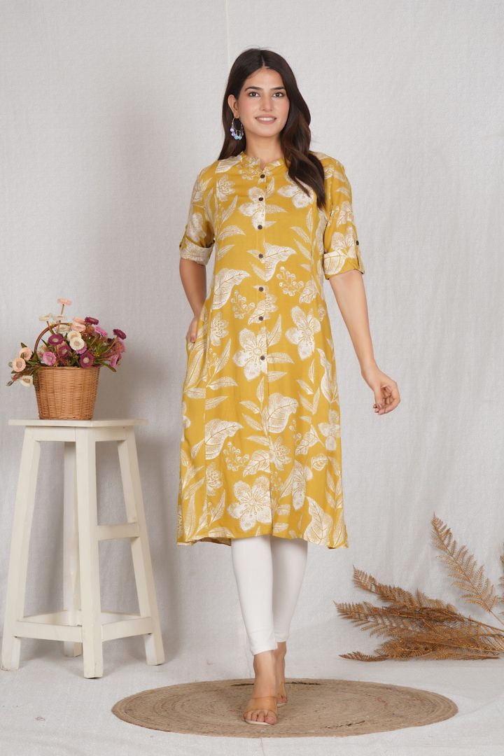 Butterscotch Yellow Maternity Kurti