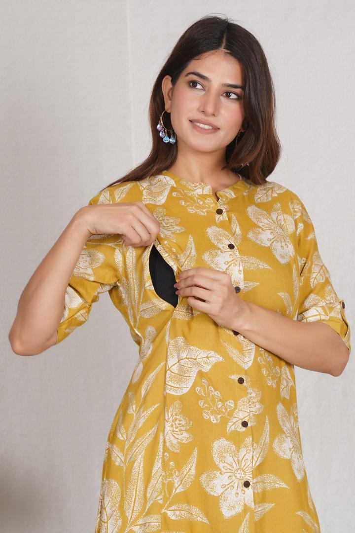 Butterscotch Yellow Maternity Kurti
